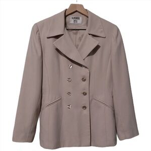 Beige Double Breasted Blazer‎ Suit Jacket Career Cream Kasper ASL Petite